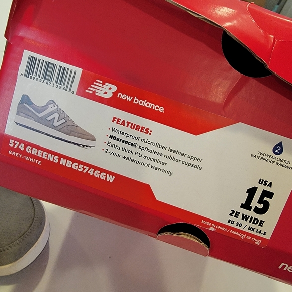 New Balance 574 Greens Waterproof Golf Shoe (Men) Size 15 2E Like New! - Picture 14 of 15